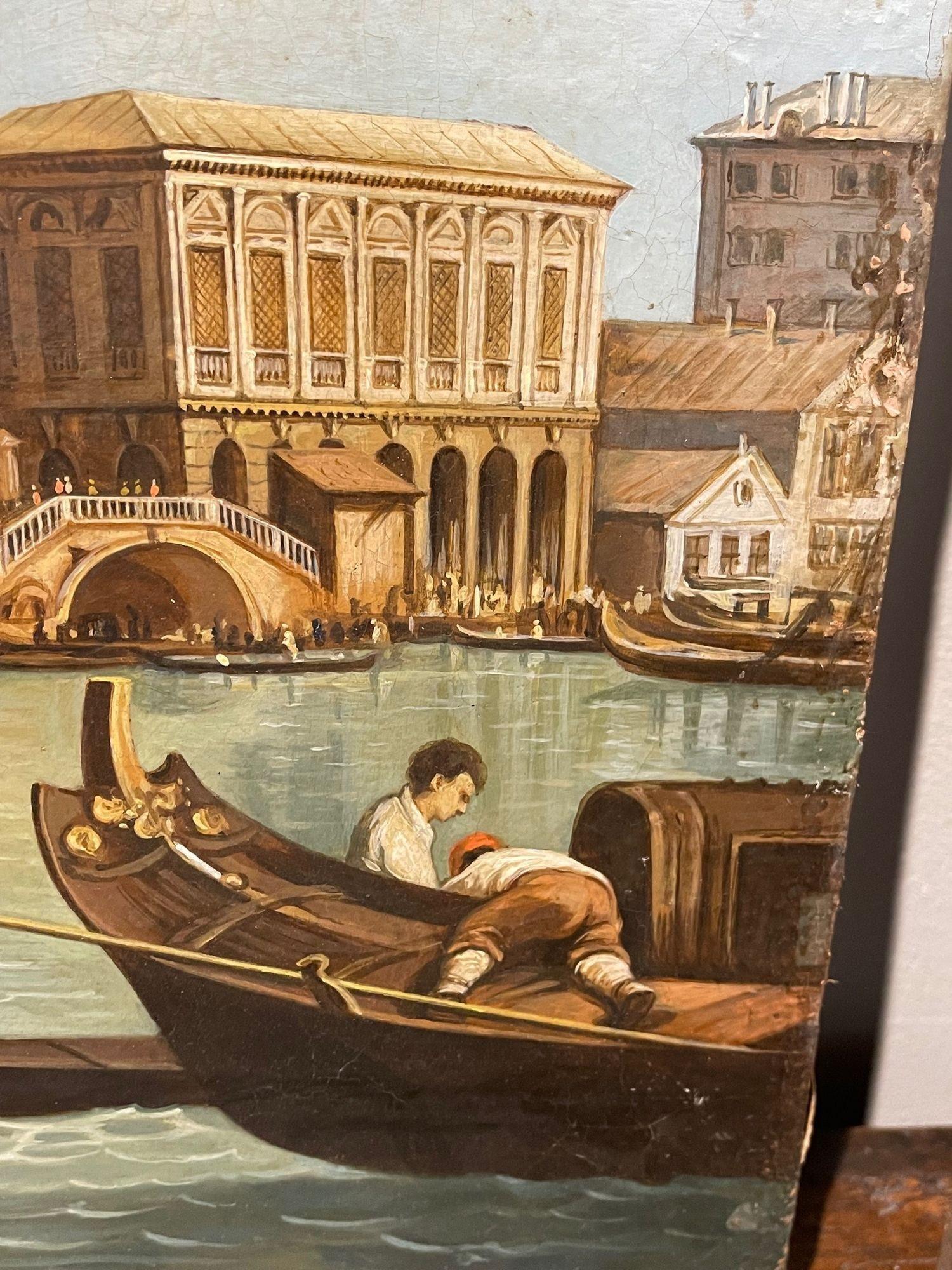 Toile Paire de peintures à l'huile vénitiennes du 19ème siècle en vente
