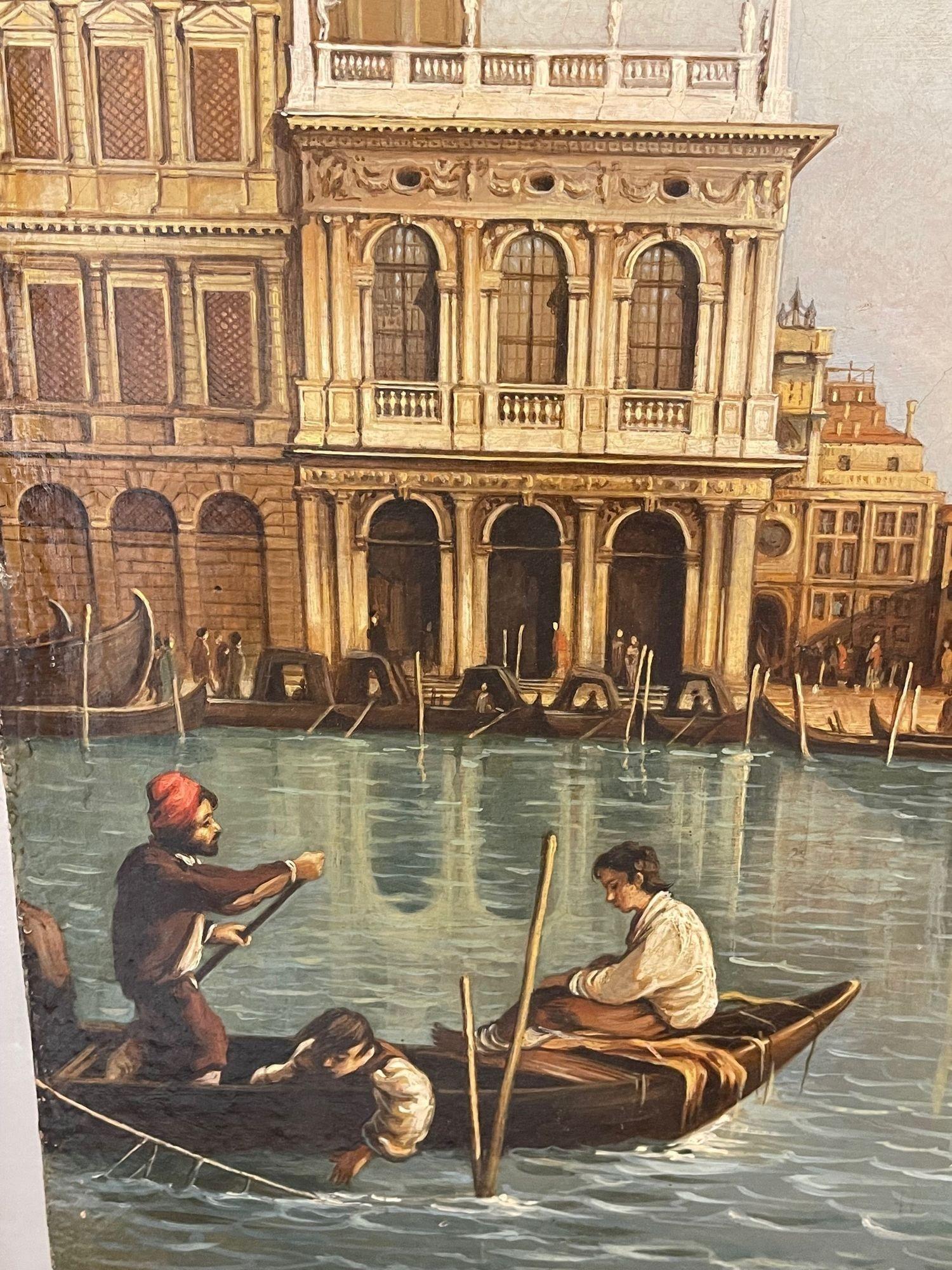 Paire de peintures à l'huile vénitiennes du 19ème siècle en vente 1