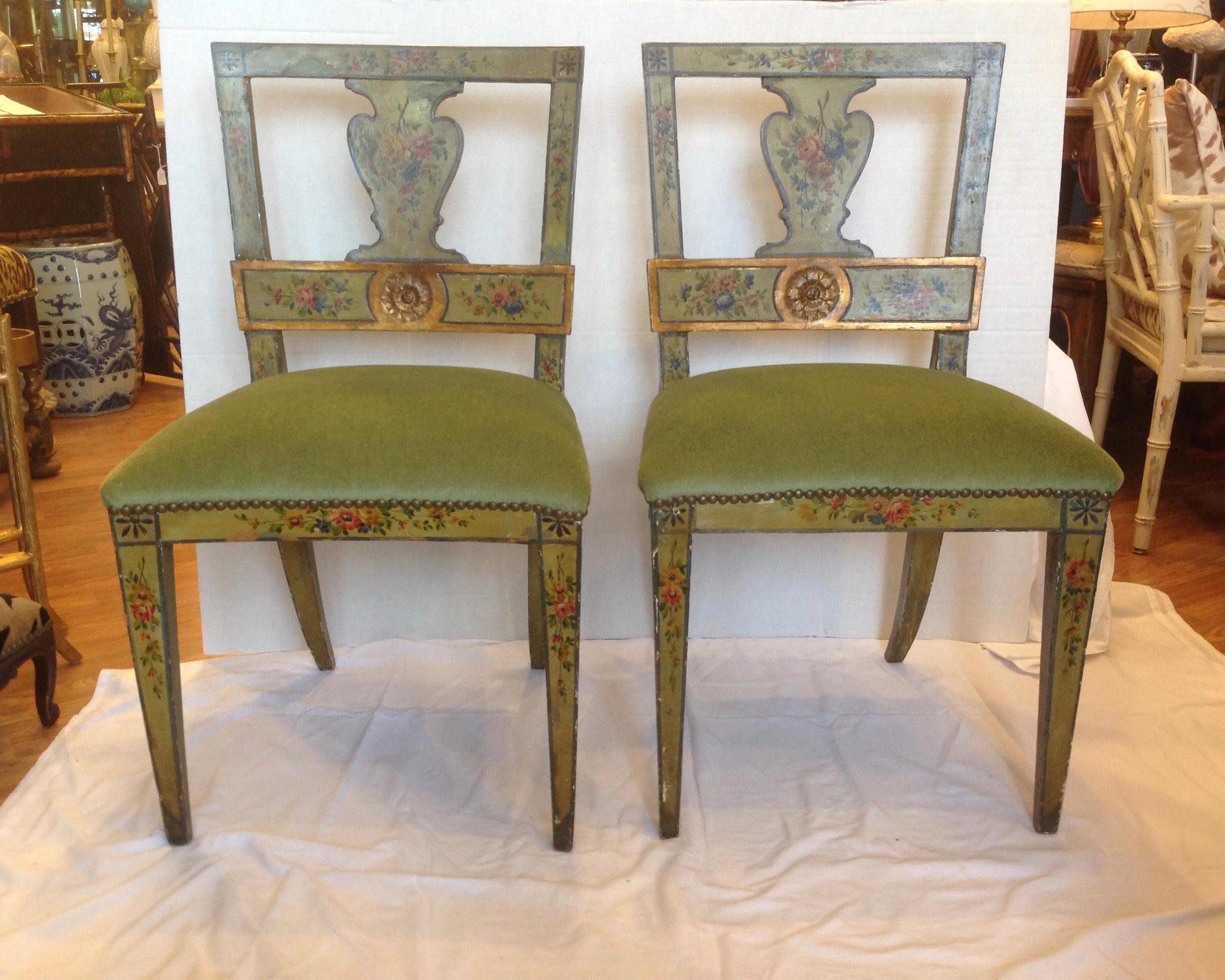 Italian Pair of 19th Century Venetian Side Chairs