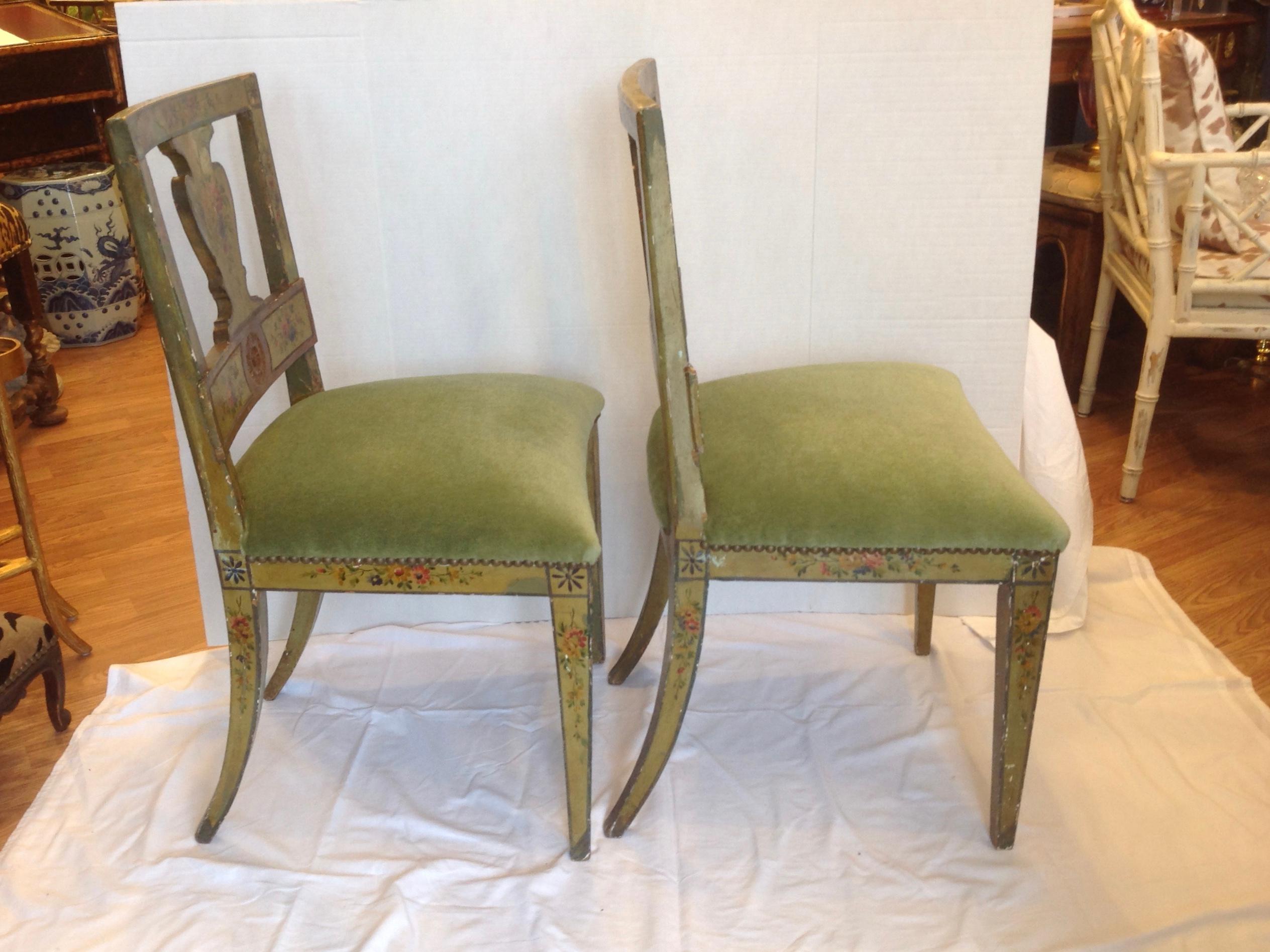 Pair of 19th Century Venetian Side Chairs In Good Condition In West Palm Beach, FL
