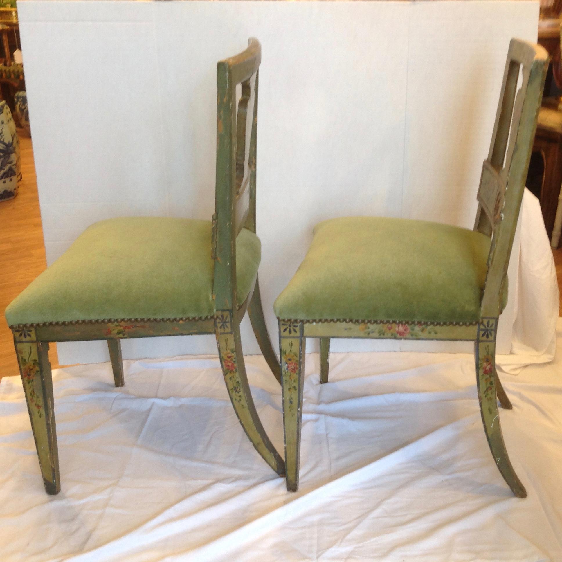 Pair of 19th Century Venetian Side Chairs 1