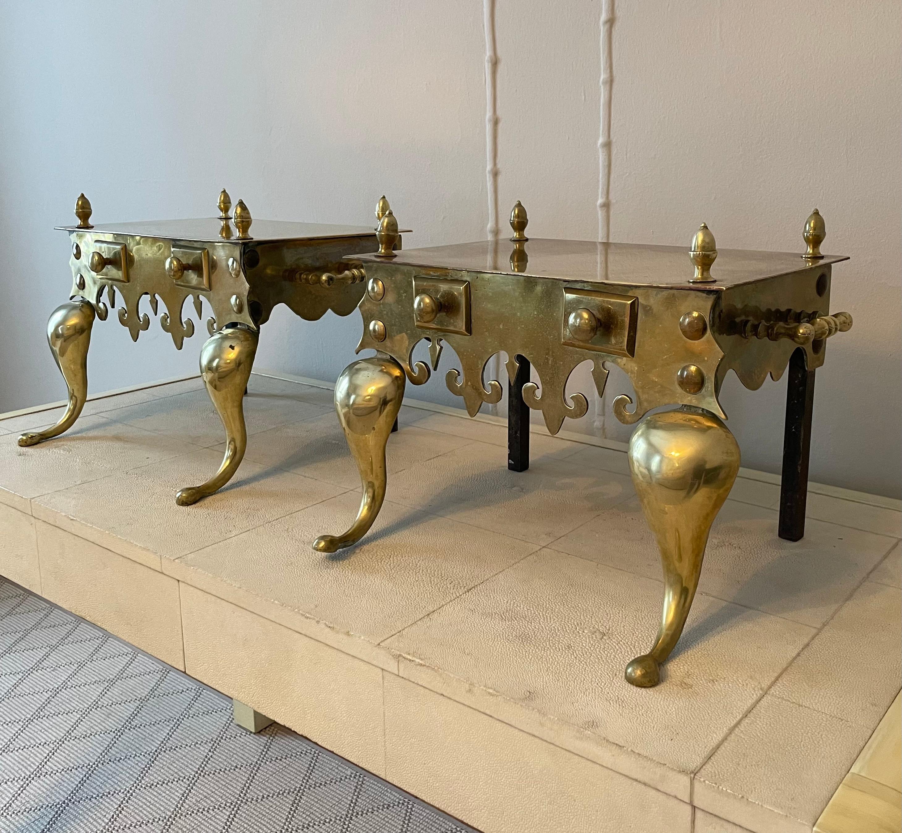 Hand-Crafted Pair of 19th Century Victorian Brass Footman Stools