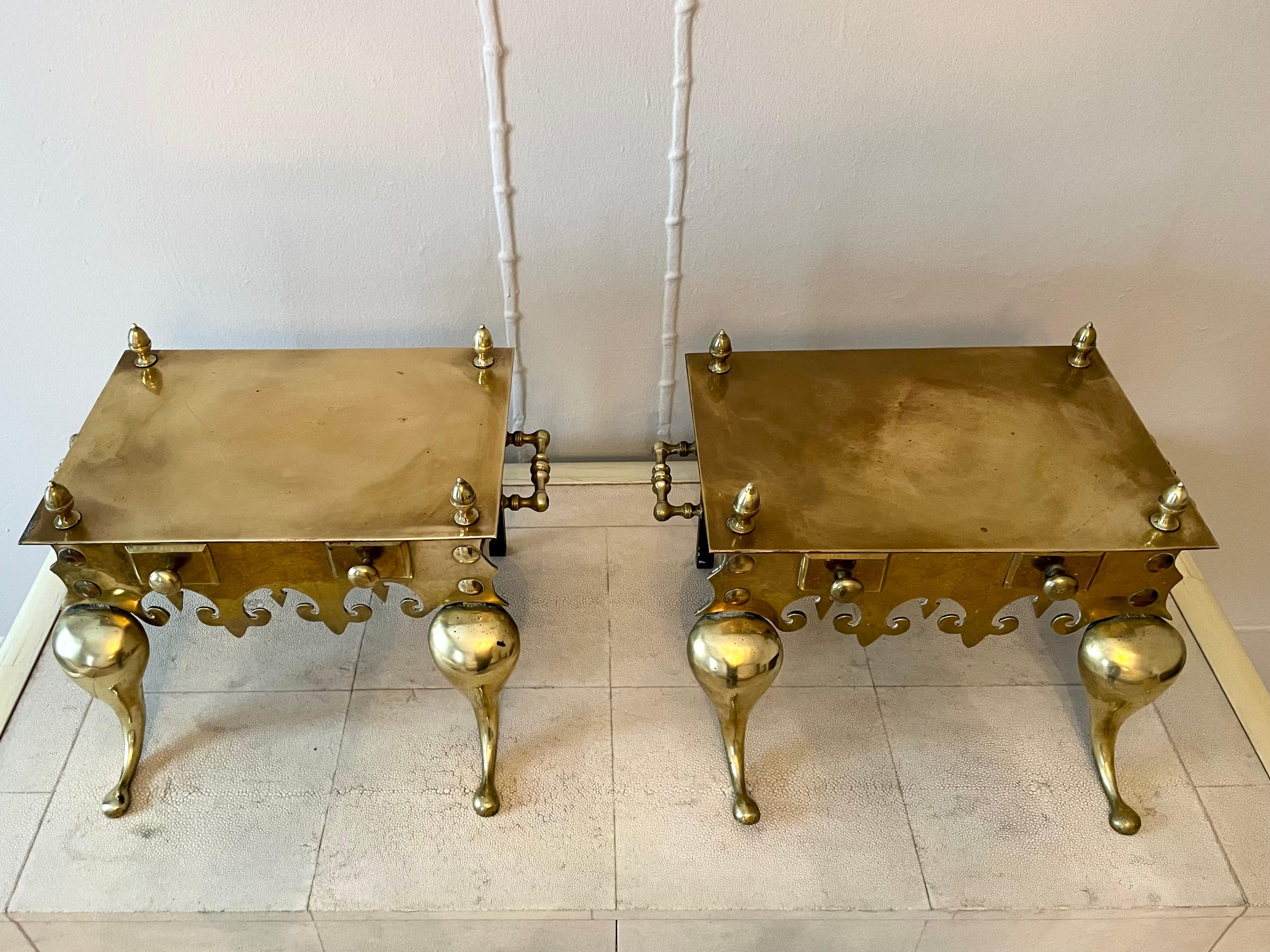 Pair of 19th Century Victorian Brass Footman Stools In Good Condition In Los Angeles, CA