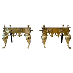 Pair of 19th Century Victorian Brass Footman Stools