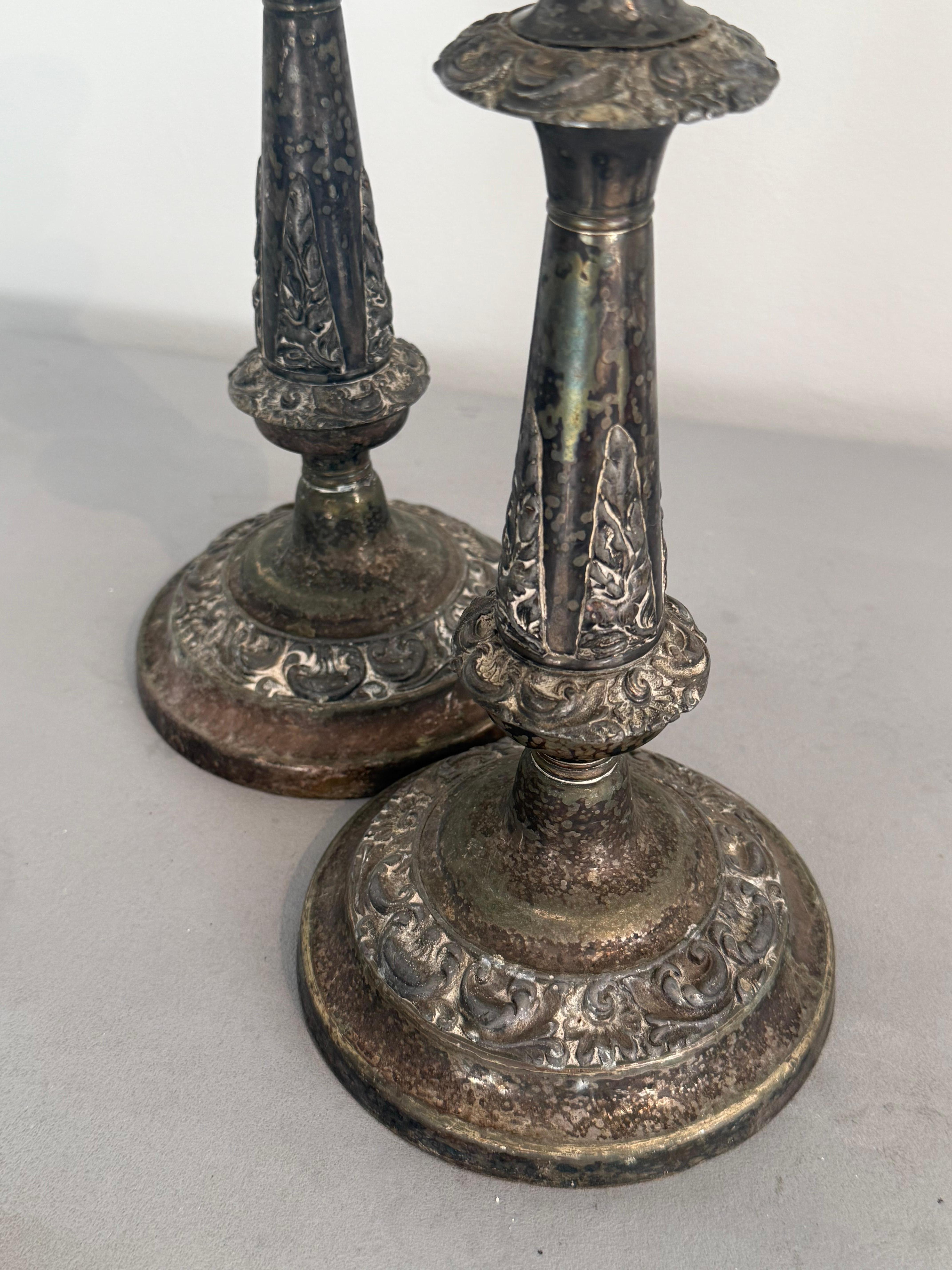 British Pair Of 19th Century Victorian Candlesticks For Sale