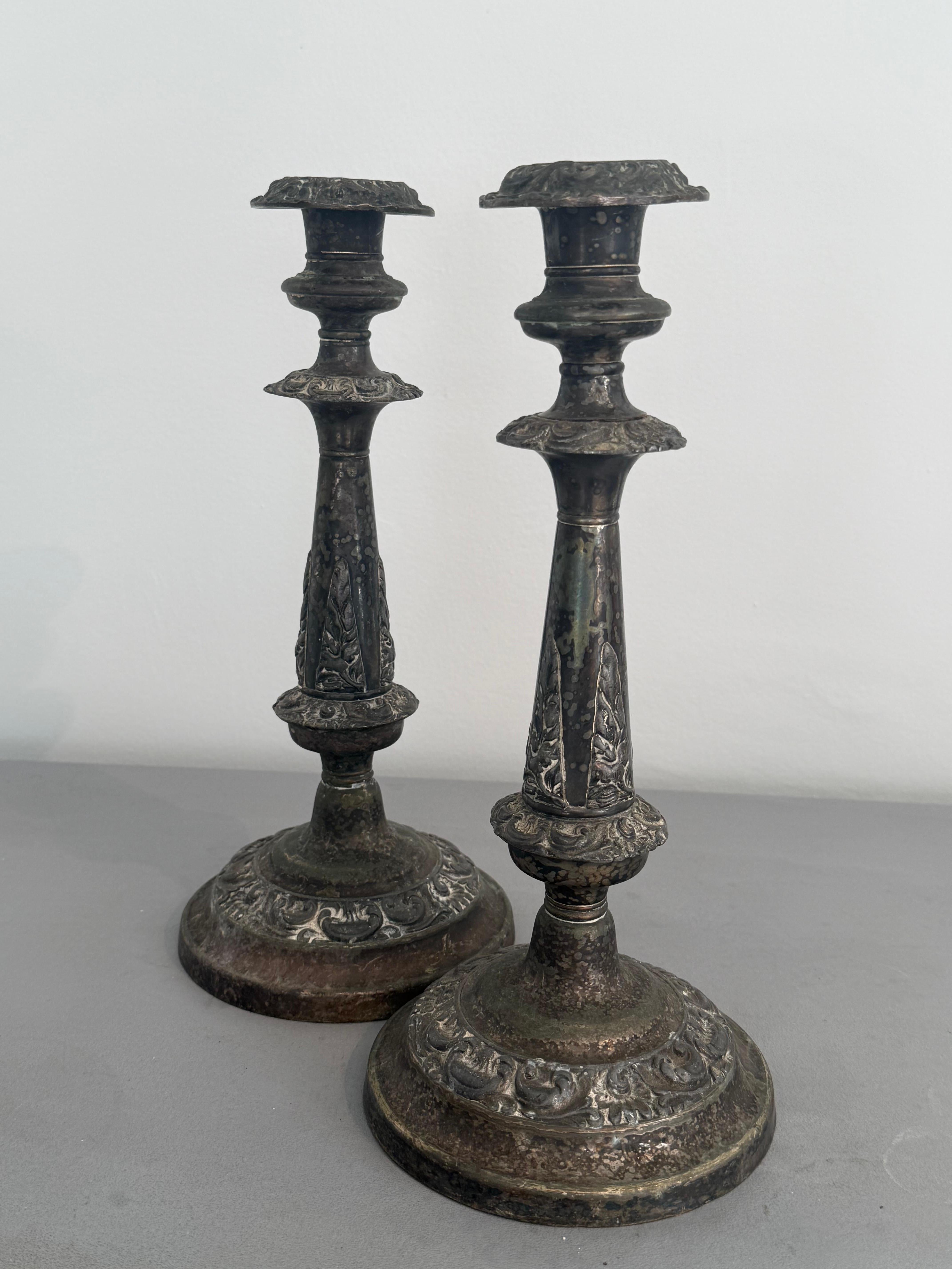 Hand-Crafted Pair Of 19th Century Victorian Candlesticks For Sale