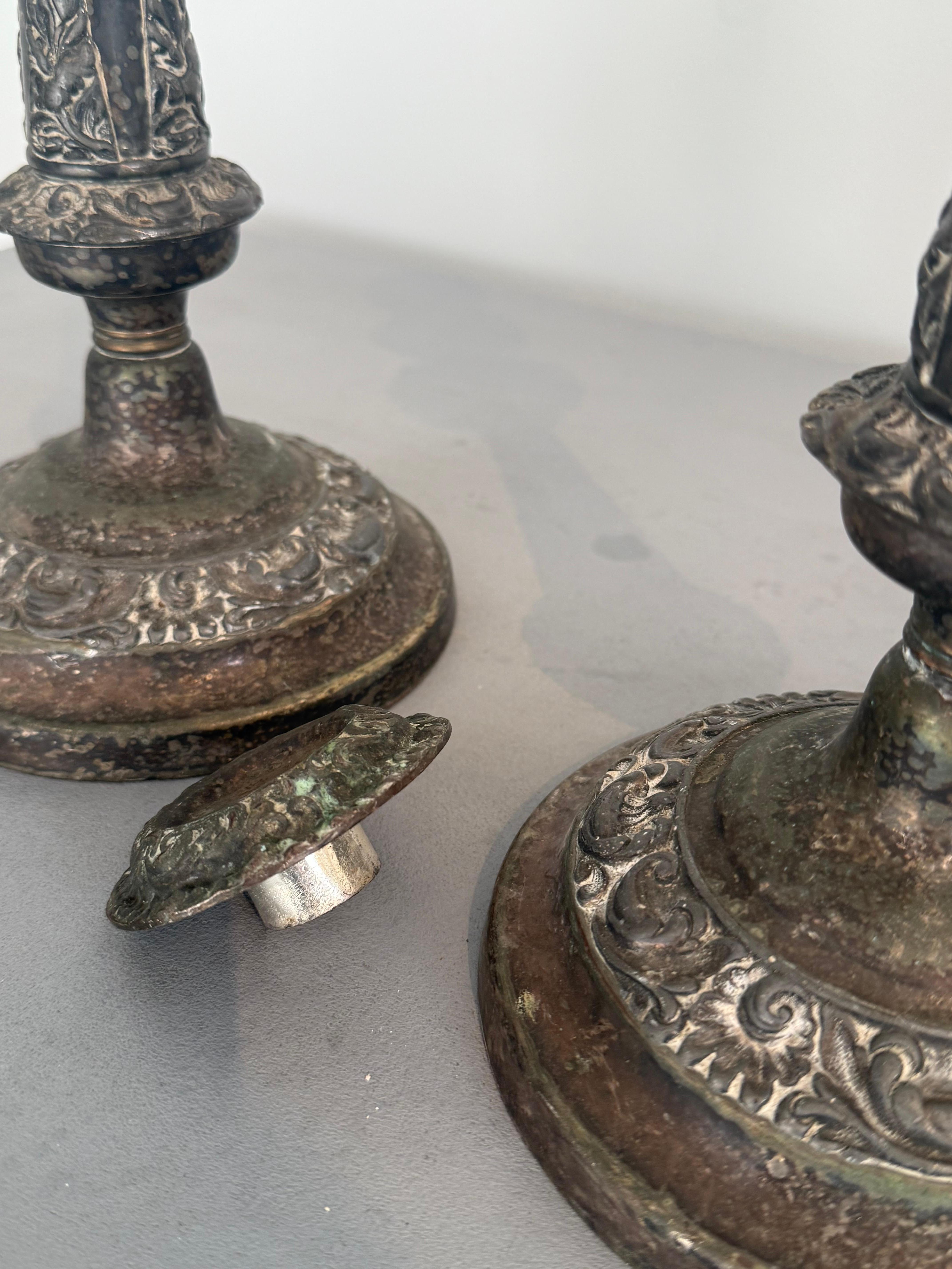 Pair Of 19th Century Victorian Candlesticks For Sale 2