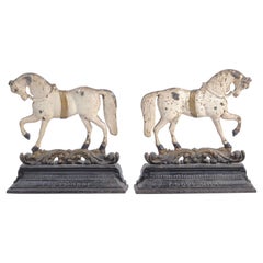 Pair of 19th Century Victorian Cast Iron Horse Door Stops