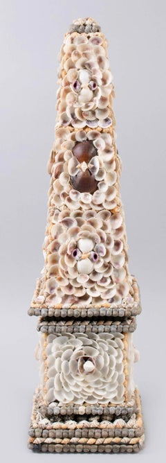 Pair of 19th Century Victorian Coquillage Seashell Obelisks