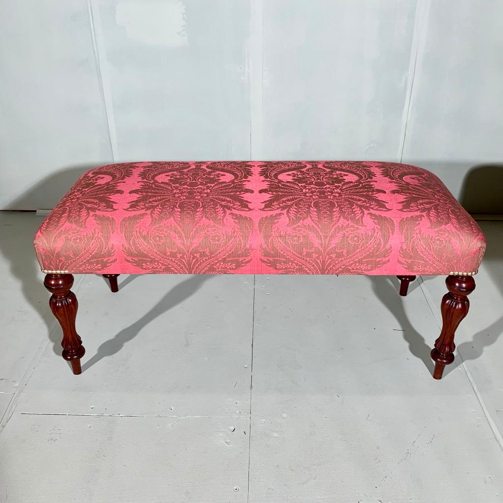 Pair of 19th Century Victorian Long Stools Newly Upholstered in Embroidered Silk (19. Jahrhundert) im Angebot
