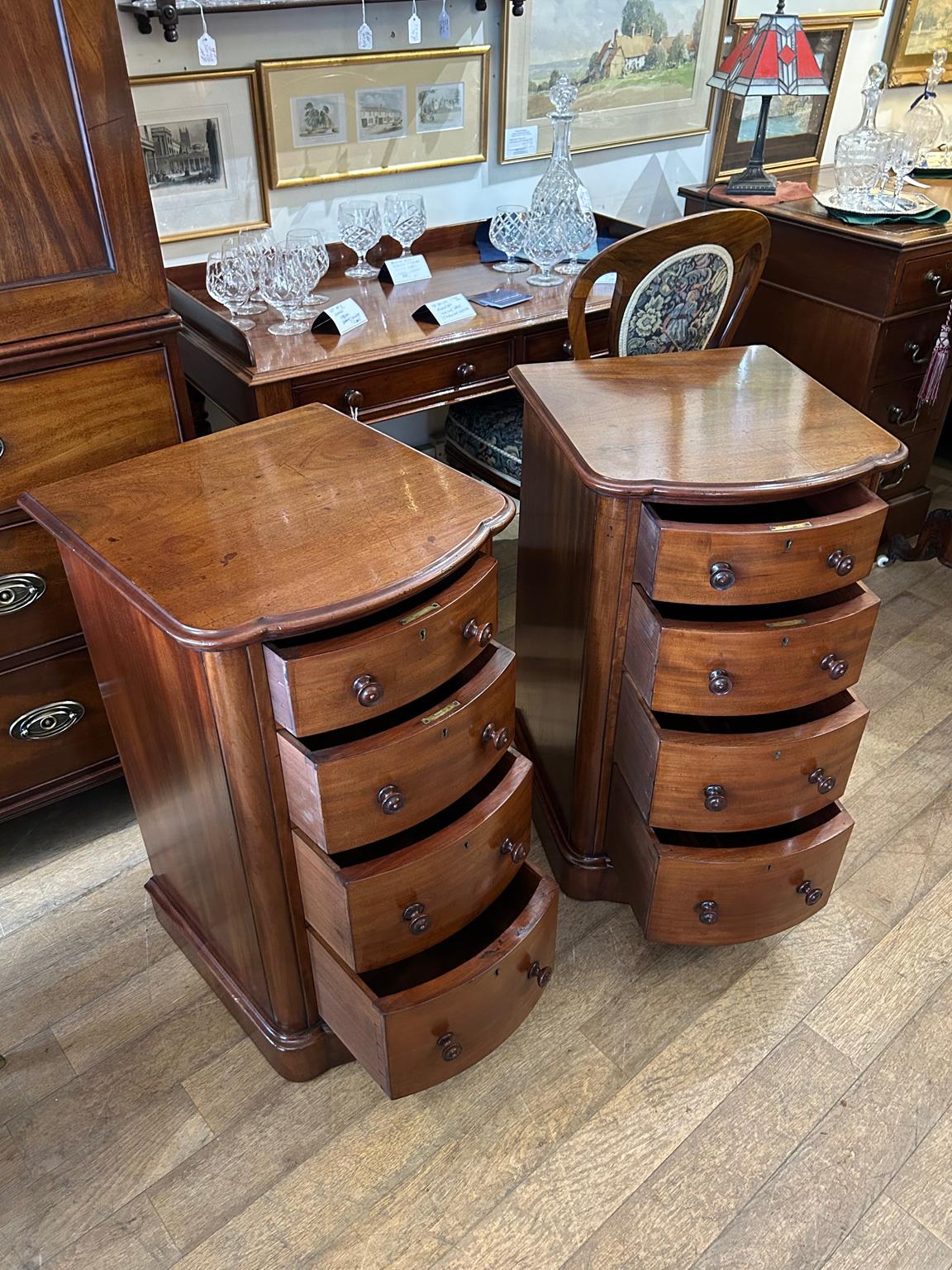 Pair of 19th Century Victorian Mahogany Bedside Tables 1