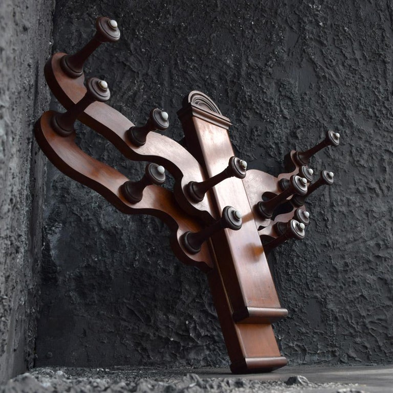 Pair of 19th Century Victorian Mahogany Wall Mounted Coat Hooks at 1stDibs