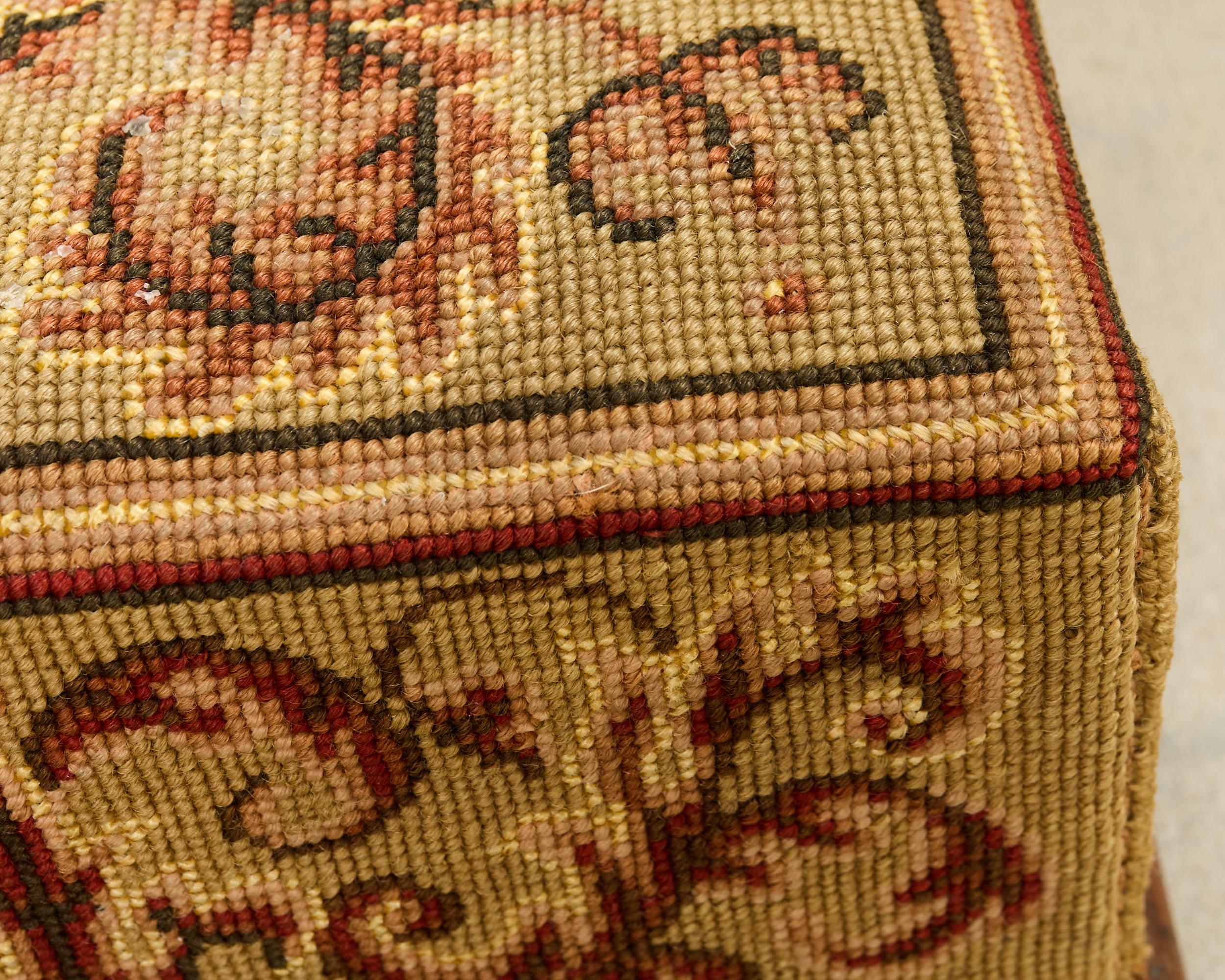 Pair of 19th Century Victorian Needlepoint Square Footstools For Sale 4