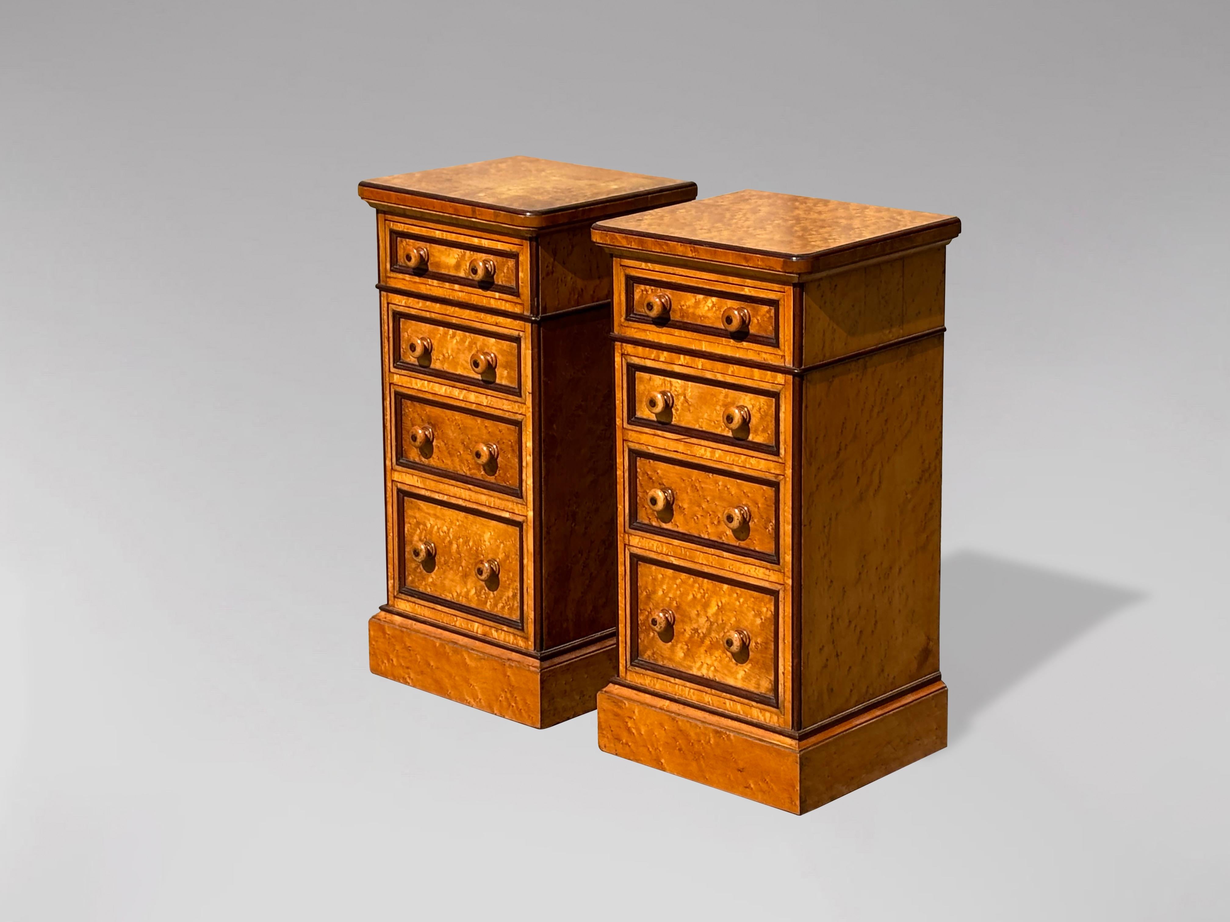 Pair of 19th Century Victorian Period Bedside Chests in Birdseye Maple For Sale 5