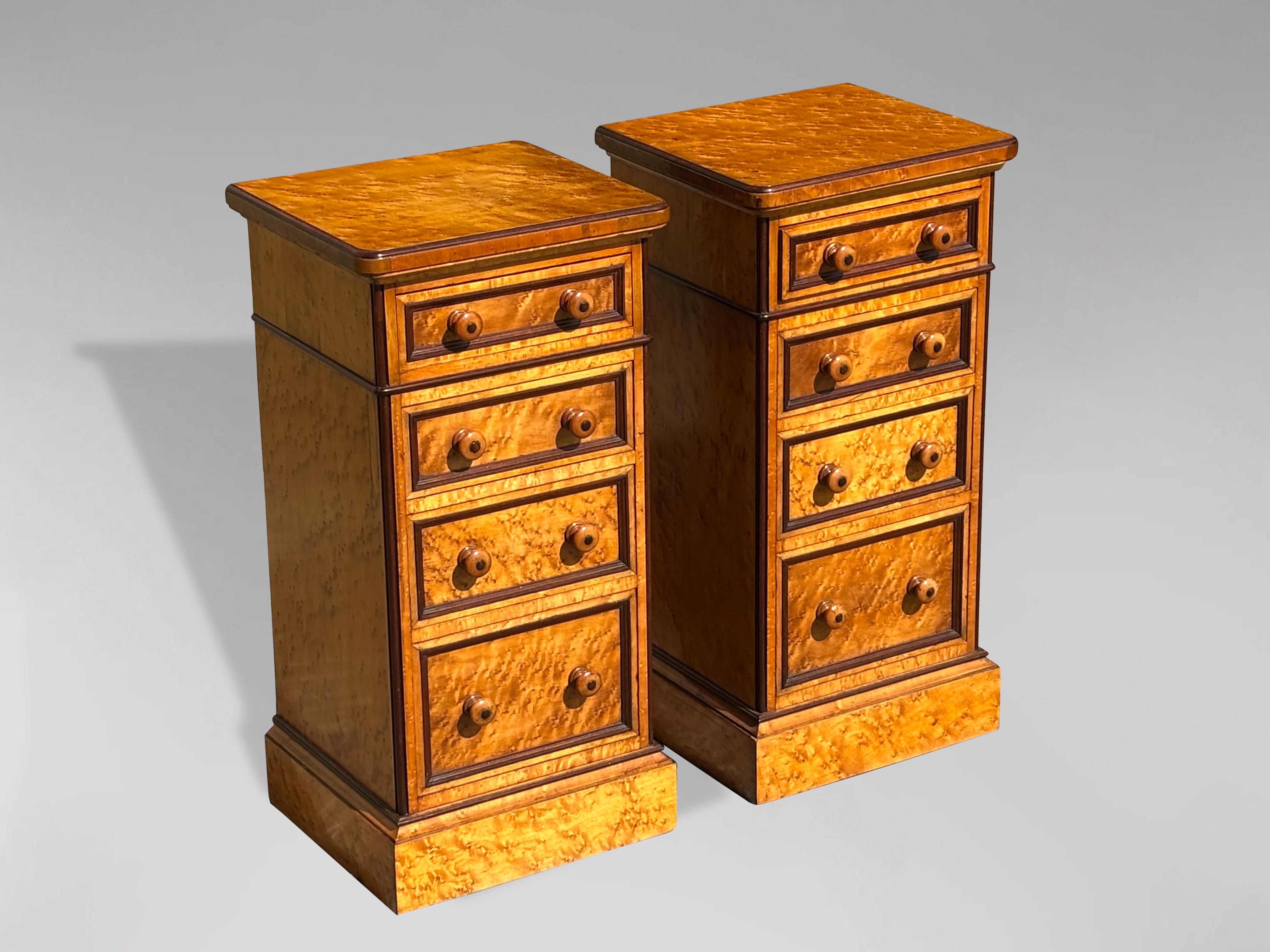 Pair of 19th Century Victorian Period Bedside Chests in Birdseye Maple For Sale 6