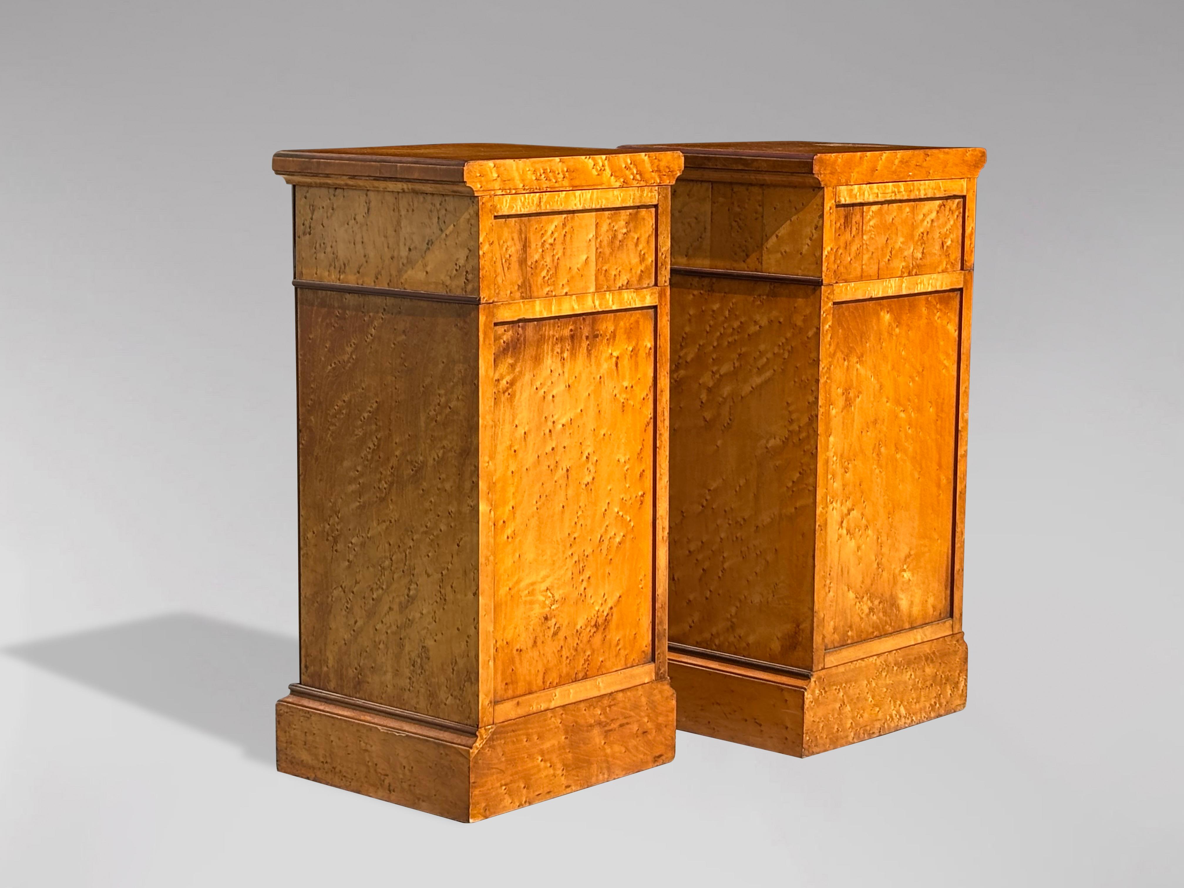 Pair of 19th Century Victorian Period Bedside Chests in Birdseye Maple For Sale 1