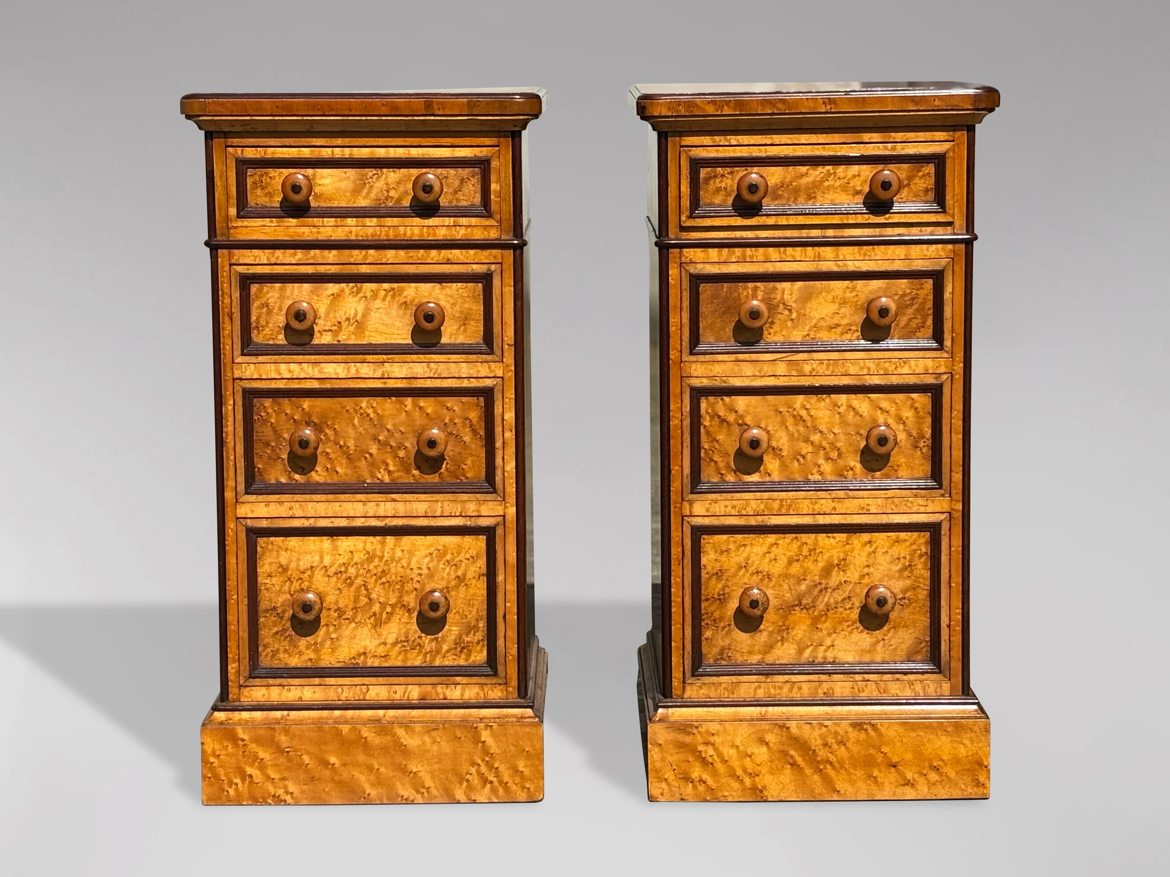 Pair of 19th Century Victorian Period Bedside Chests in Birdseye Maple For Sale 4