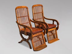 Pair of 19th Century Victorian Period Walnut Reclining Armchairs