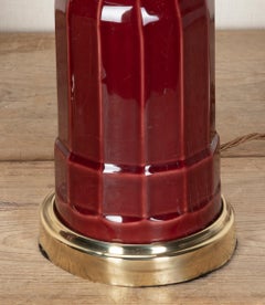Pair of 19th Century Victorian Red Ceramic Table Lamps