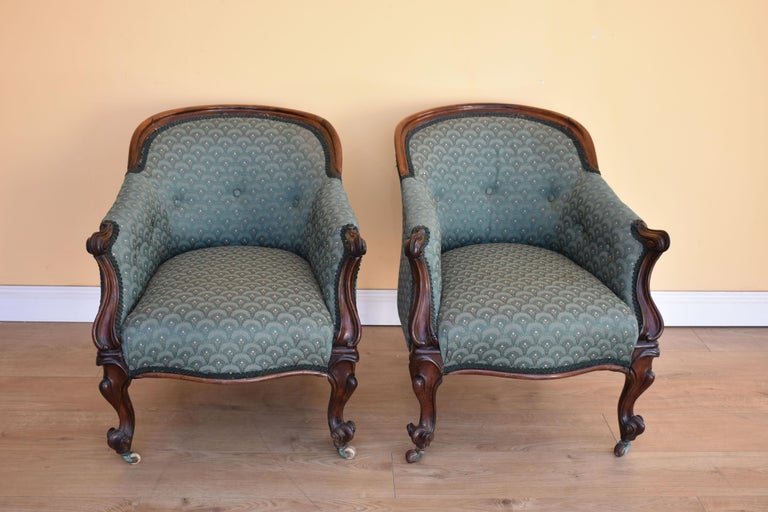 Pair Of 19th Century Victorian Rosewood Tub Chairs