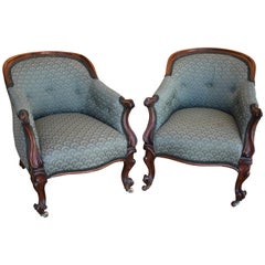 Pair of 19th Century Victorian Rosewood Tub Chairs