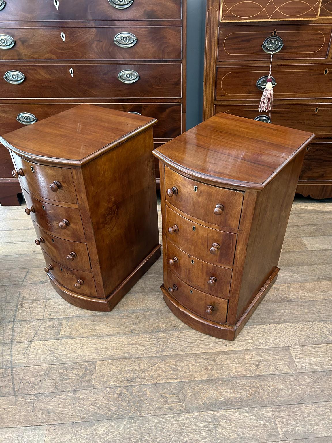 Pair of 19th Century Victorian Walnut Bedside Tables 1