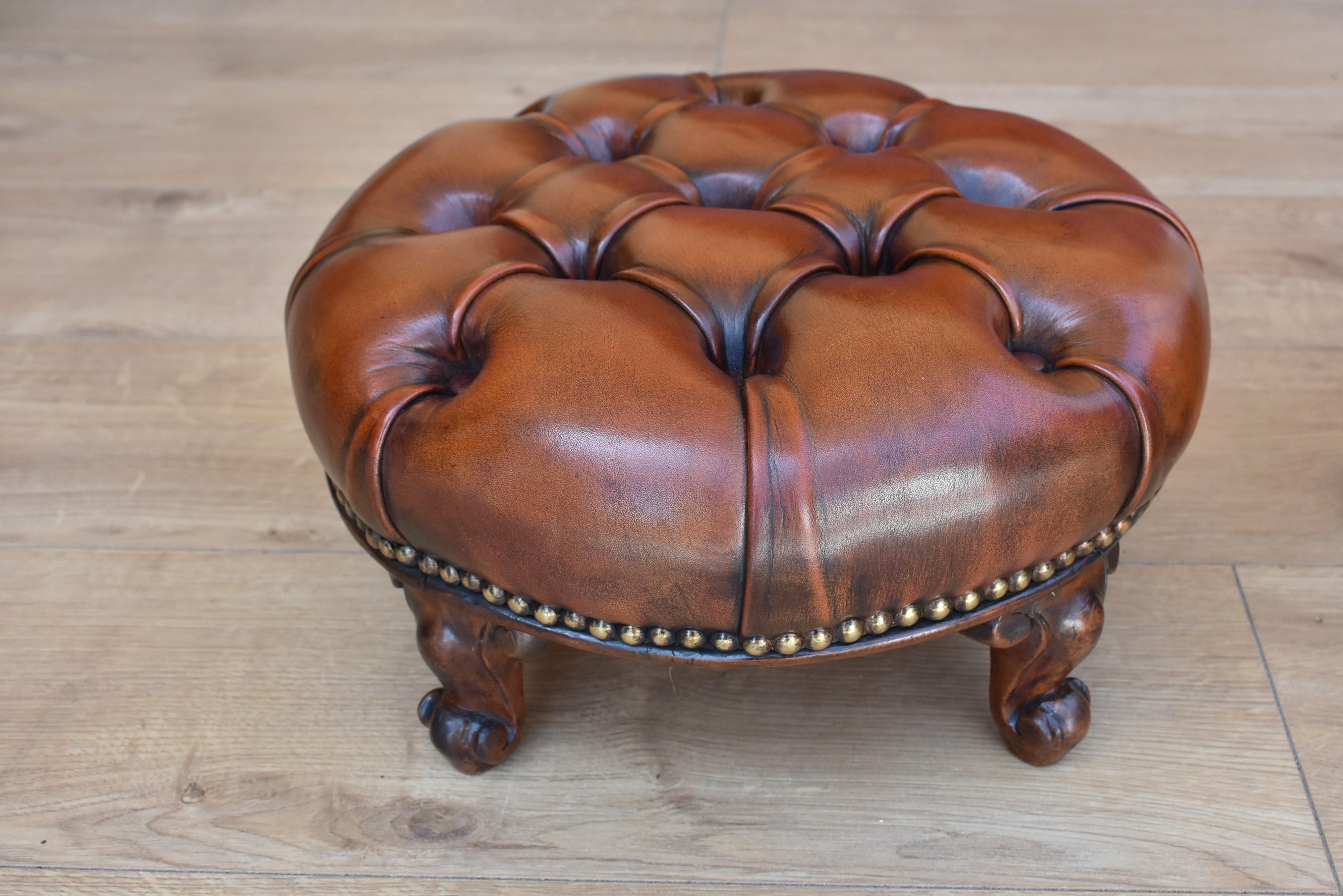 Pair of 19th Century Victorian Walnut Leather Footstools 2