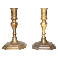 Pair of 19th Century Antique Brass Candleholders