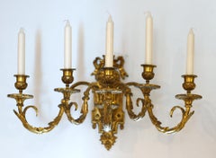 Pair of 19th Century Wall-Light Scones Louis XVI Style French Gilt Bronze