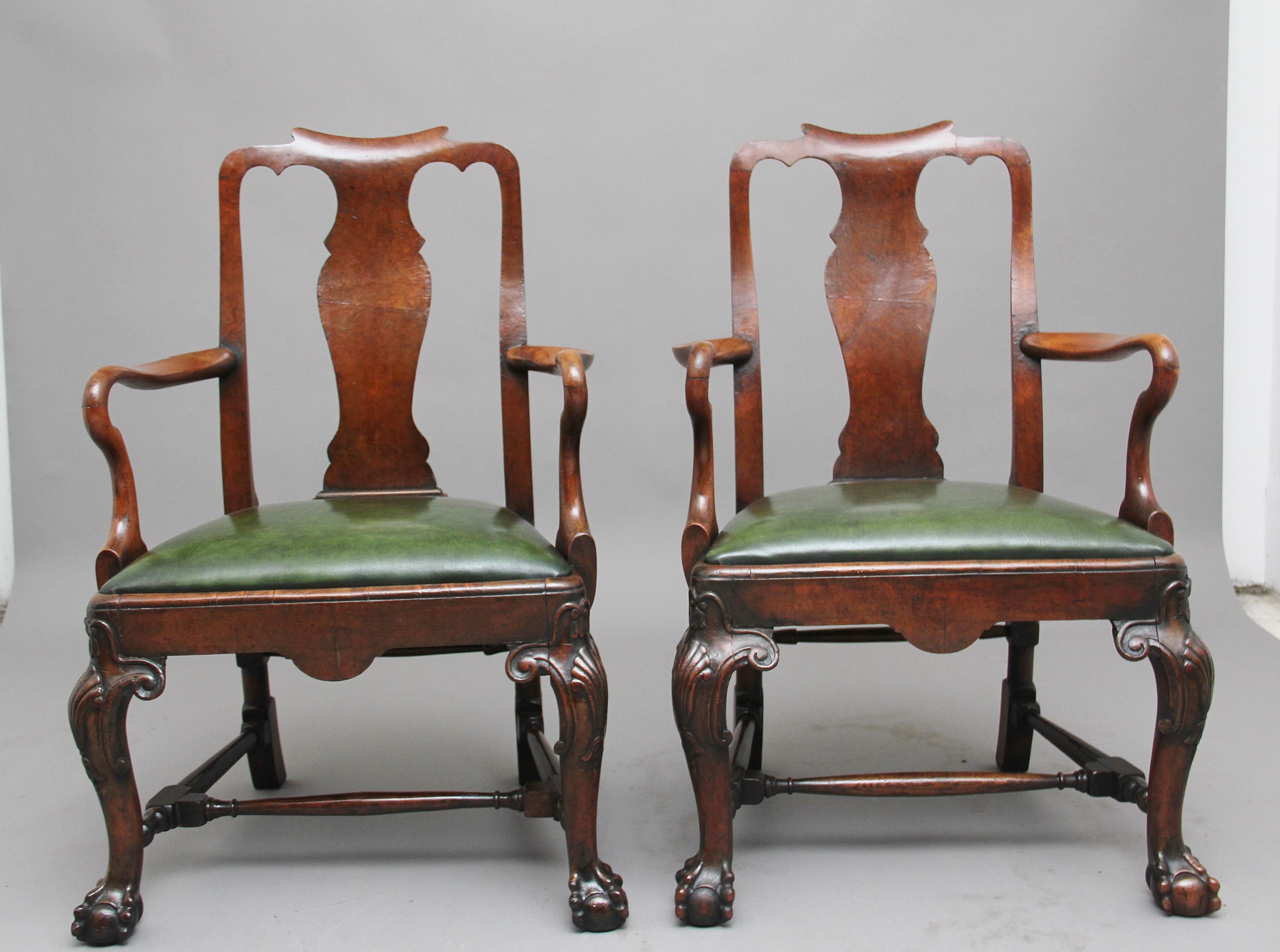 Pair of 19th Century Walnut Armchairs In Good Condition For Sale In Martlesham, GB