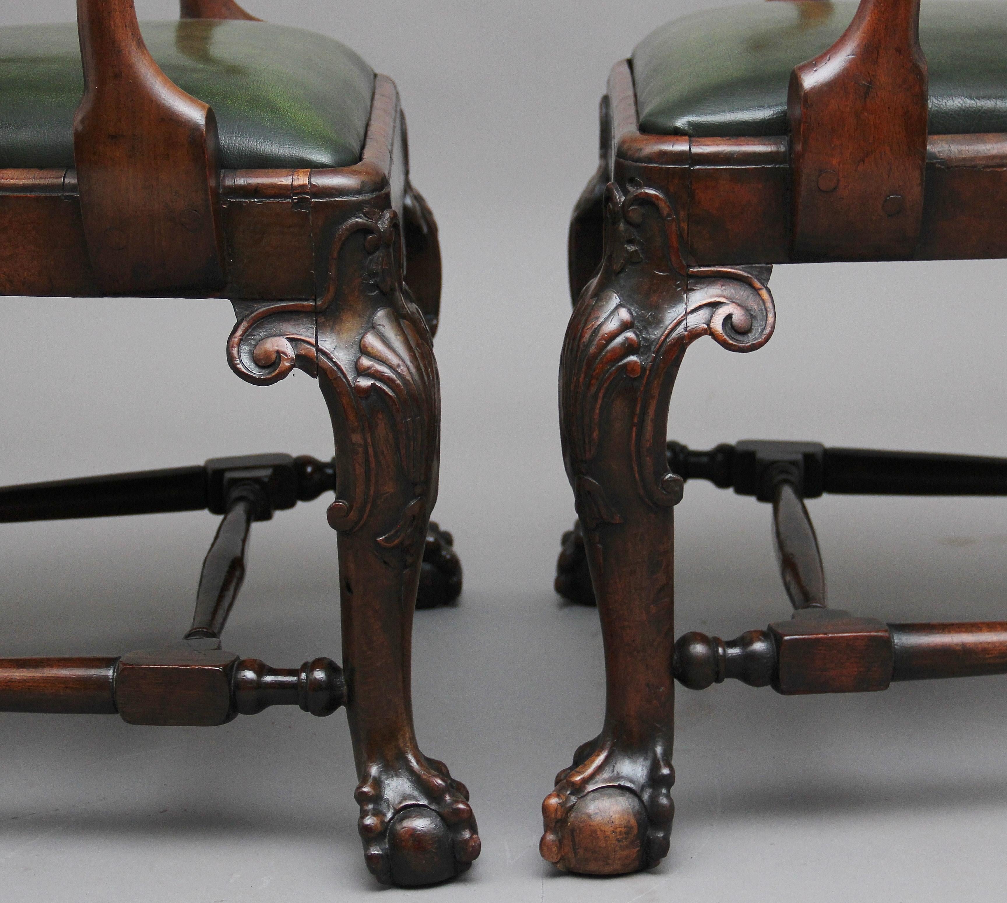 Late 19th Century Pair of 19th Century Walnut Armchairs For Sale