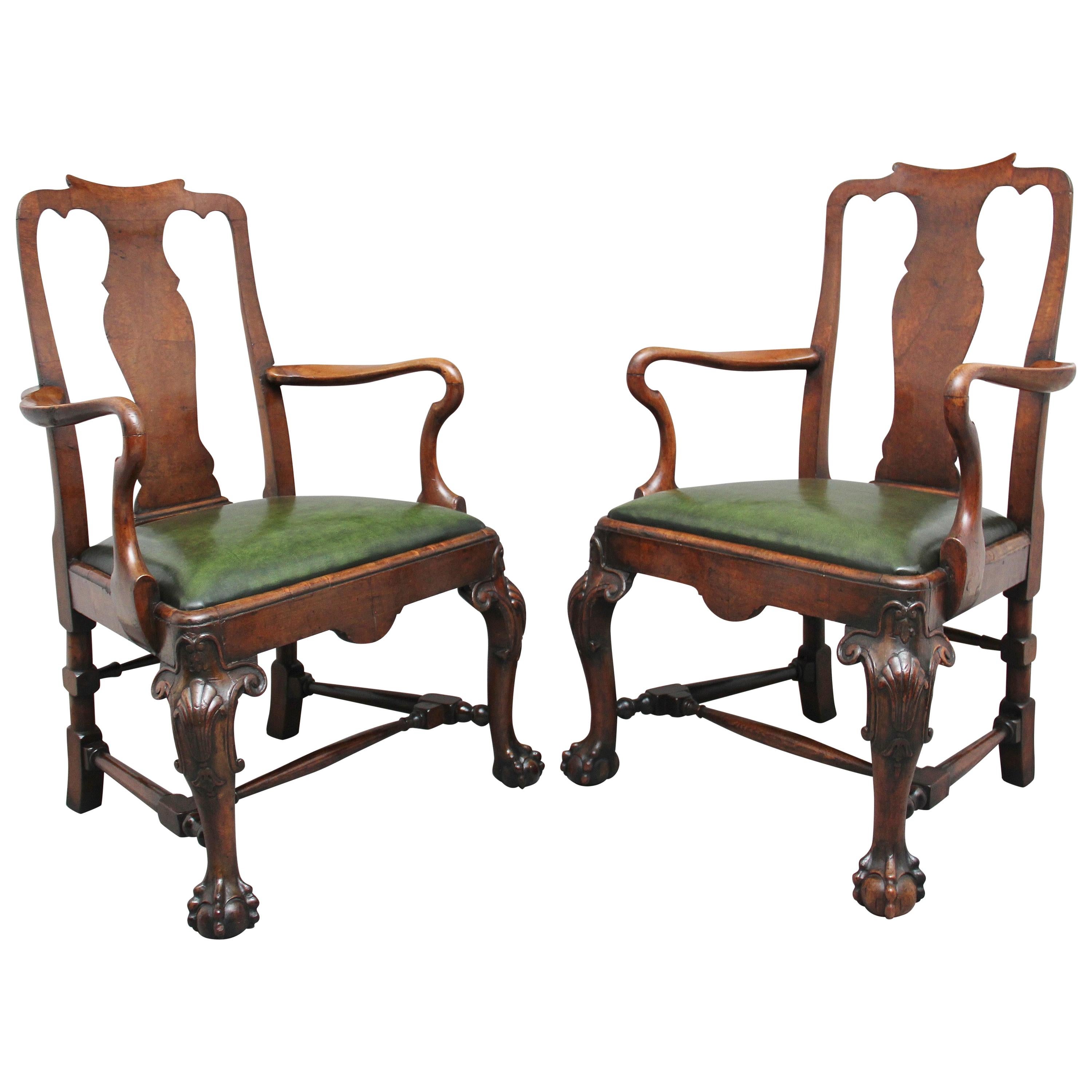 Pair of 19th Century Walnut Armchairs