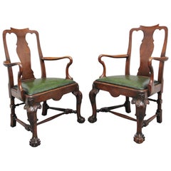 Antique Pair of 19th Century Walnut Armchairs