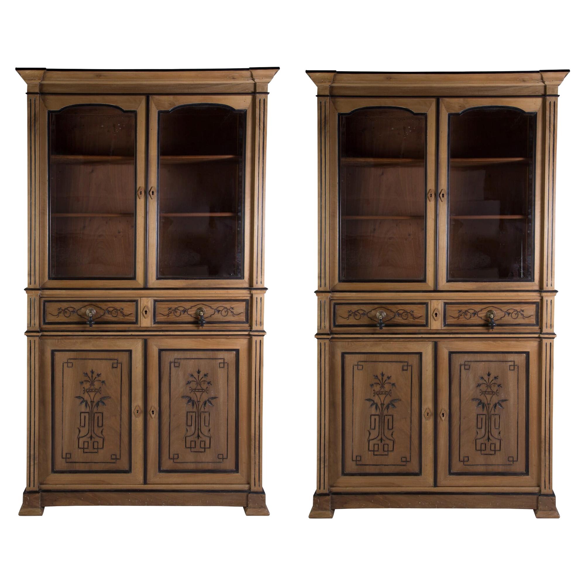 Pair of 19th Century Walnut Bookcases