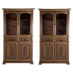 Antique Pair of 19th Century Walnut Bookcases