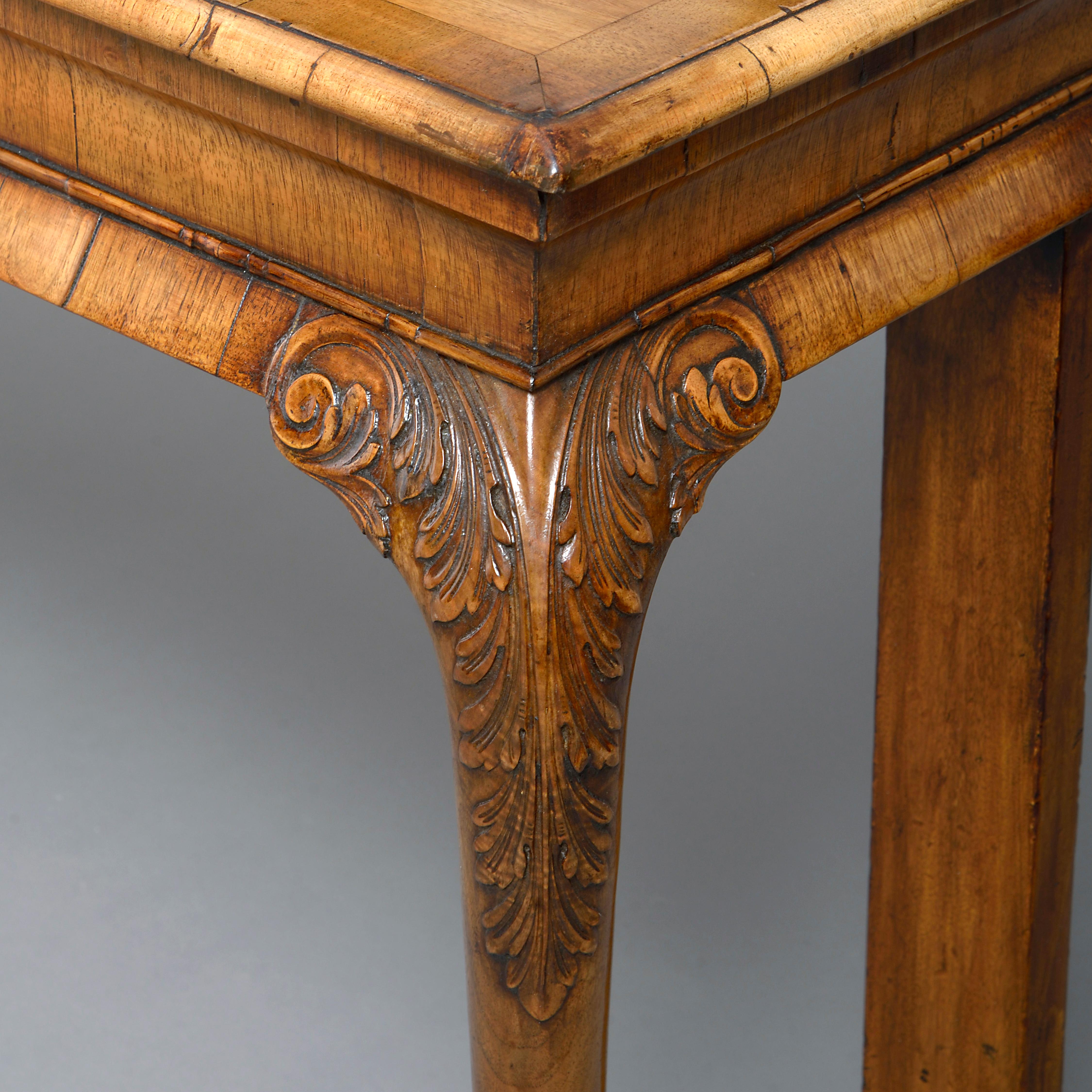 Pair of 19th Century Walnut Console Tables in the George I Manner 1