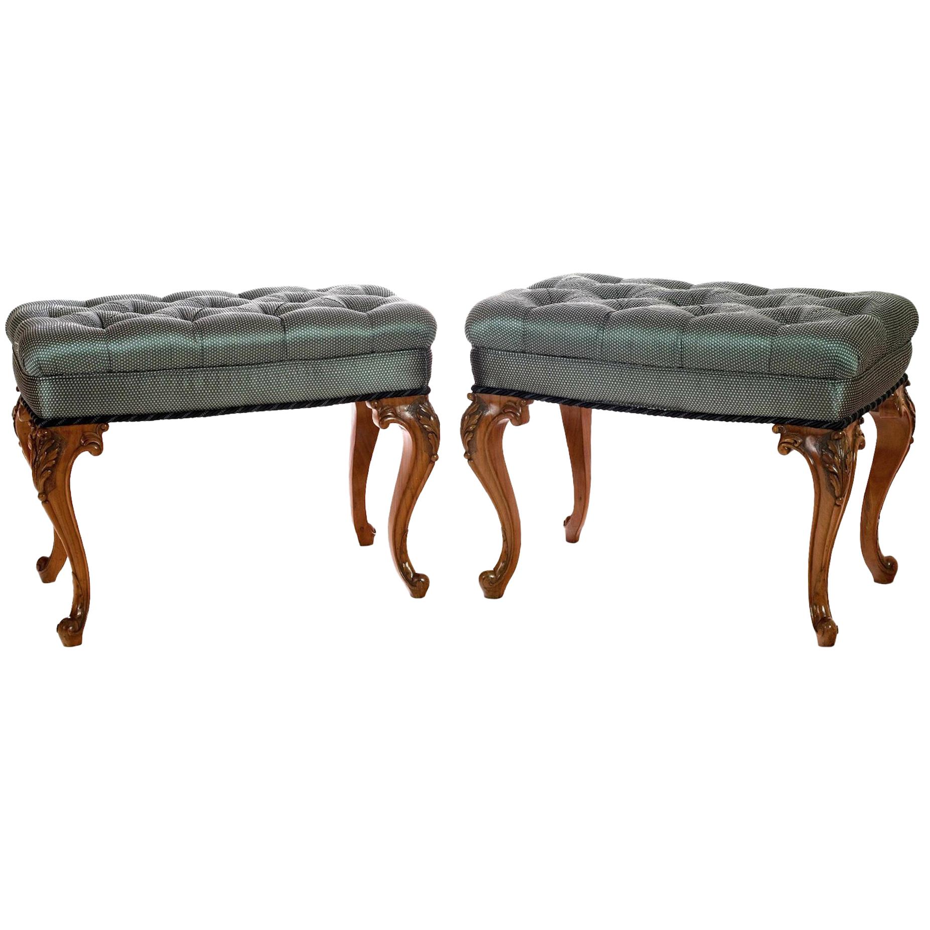 Footstools by Bertram, Walnut (pair) For Sale