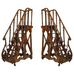 Antique Pair of French Walnut Library Ladders