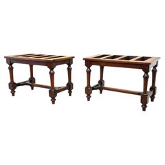 Used Pair Of 19th Century Walnut Luggage Rack Stands