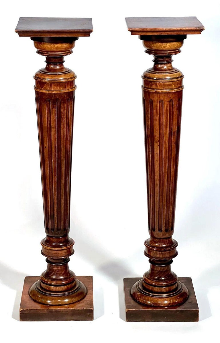 Pair of 19th Century Walnut Pedestals at 1stDibs