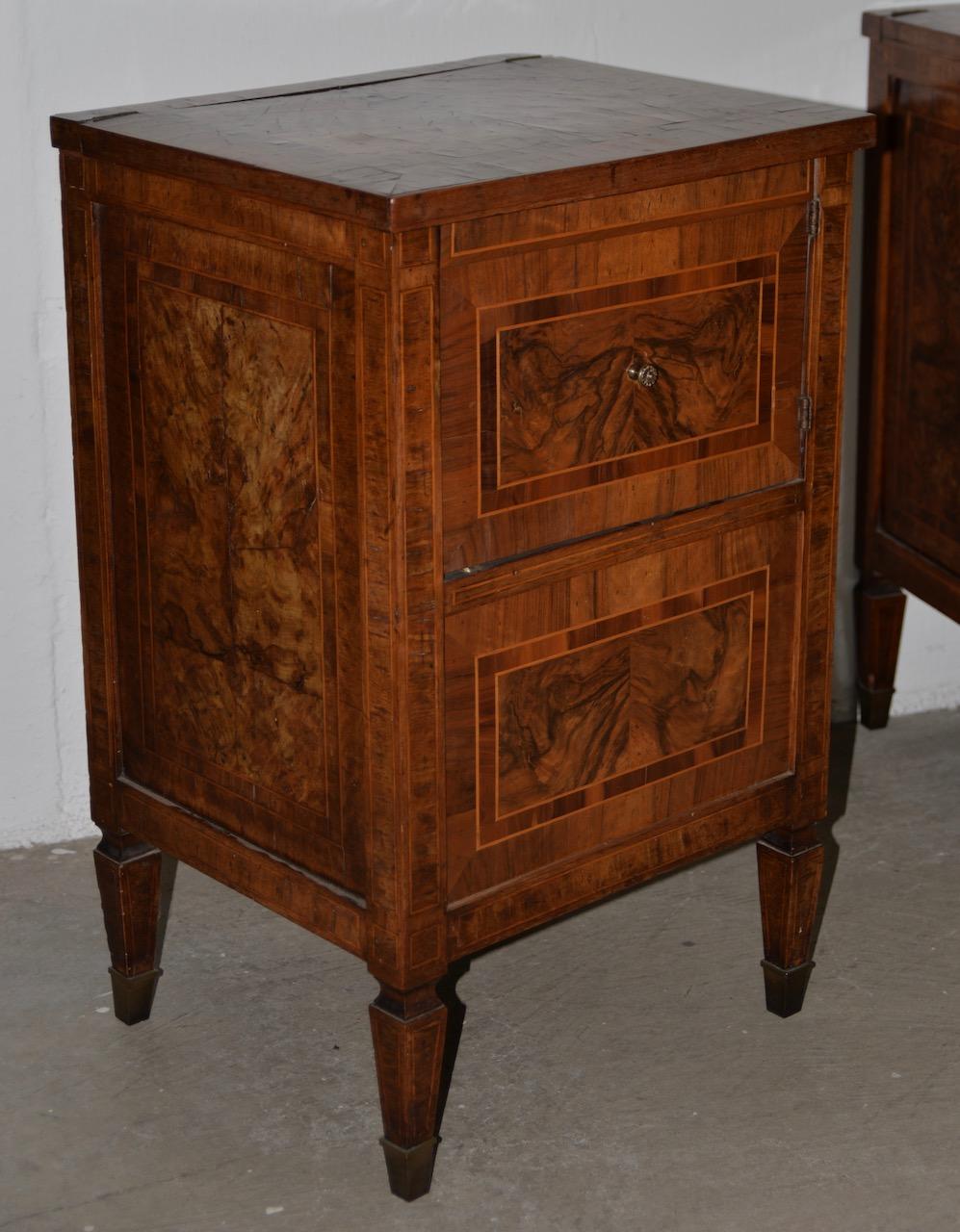 English Pair of 19th Century Walnut Side Tables with Cabinets