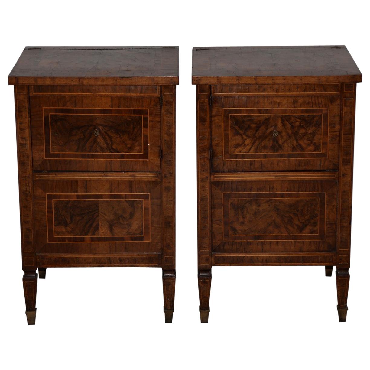 Pair of 19th Century Walnut Side Tables with Cabinets