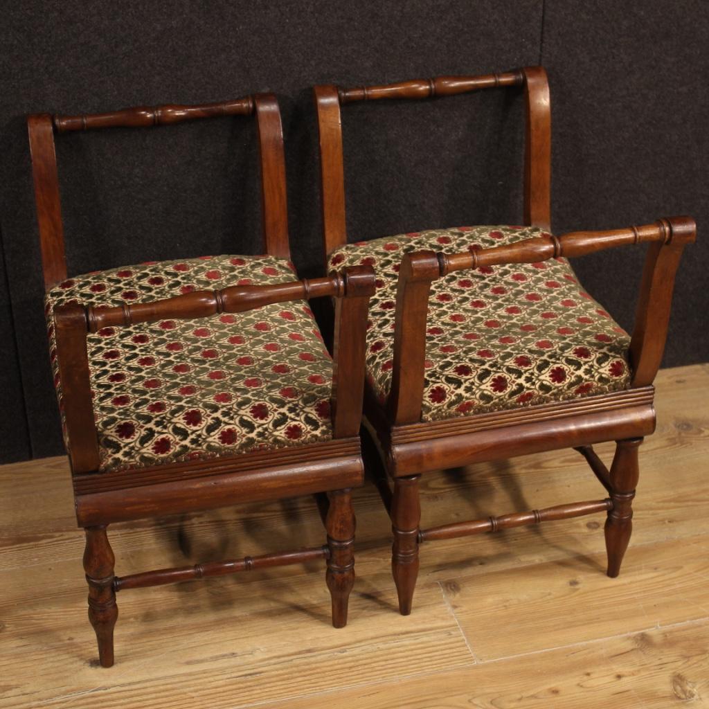 Pair of 19th Century Walnut Wood Italian Charles X Era Benches, 1840 For Sale 3