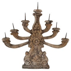 Paire de chandeliers italiens à sept lumières du 19e siècle, patinés par les intempéries