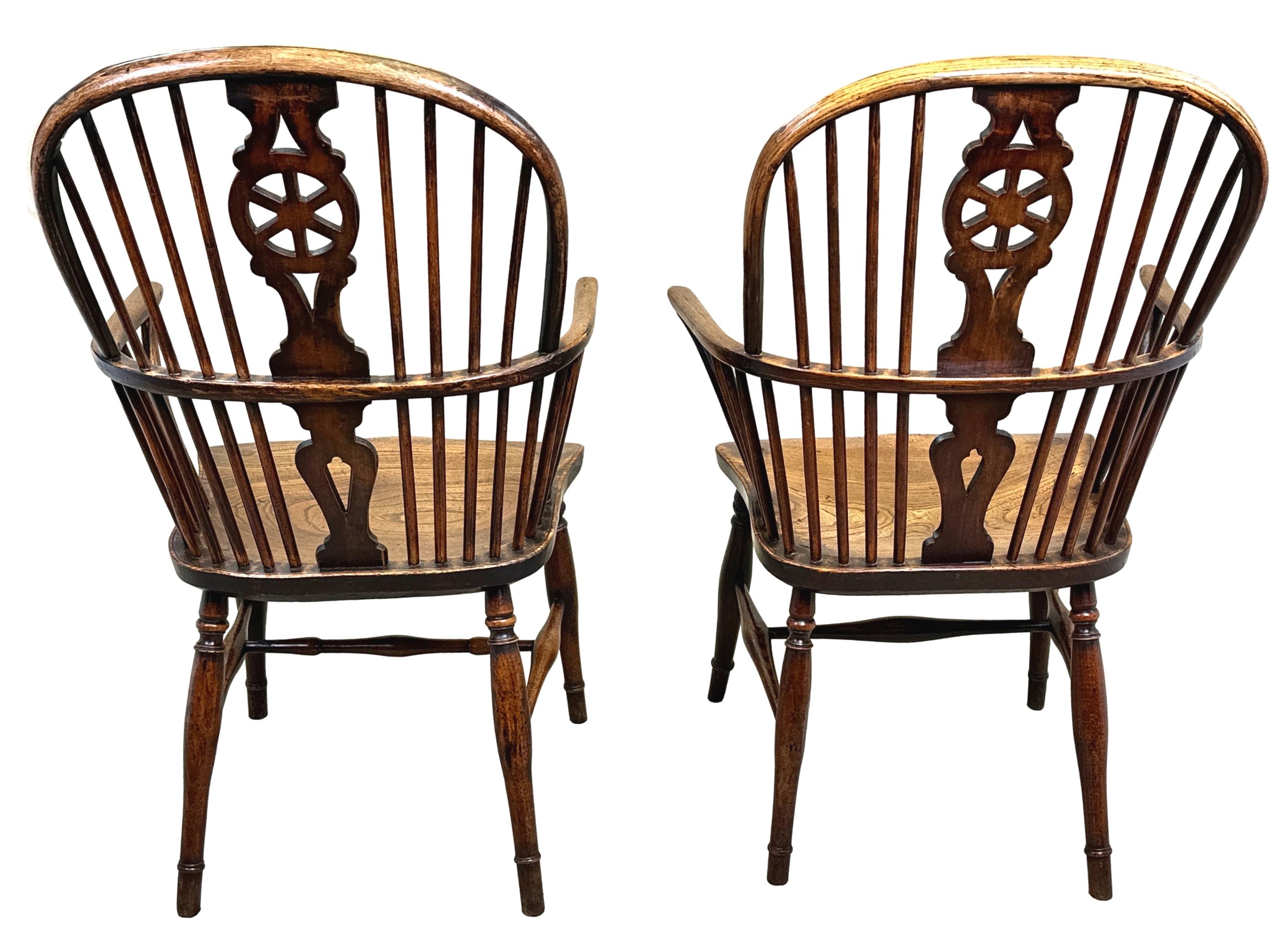 Pair Of 19th Century Wheelback Windsor Armchairs 4