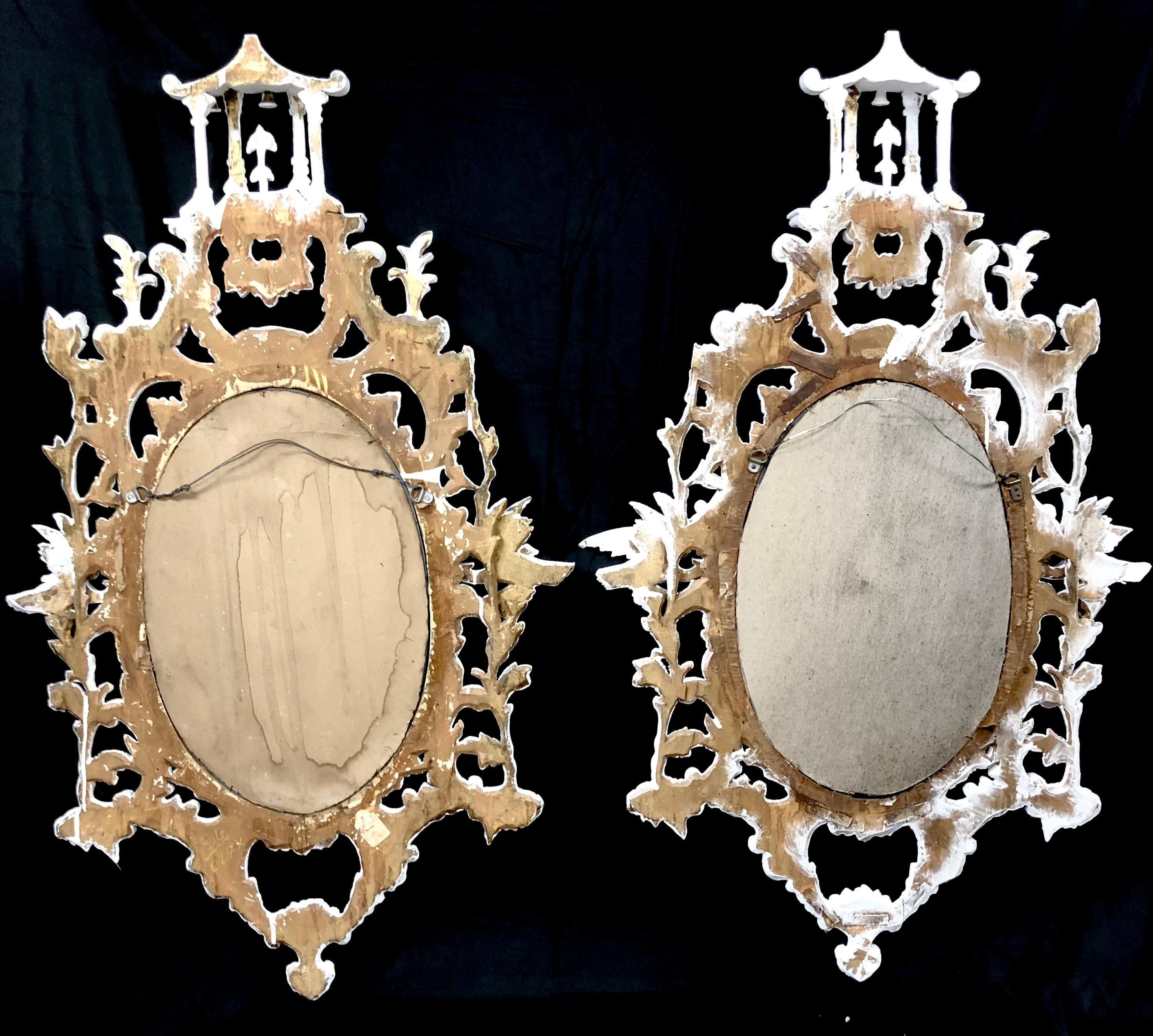Pair of 19th Century White Chinese Chippendale Mirrors 6