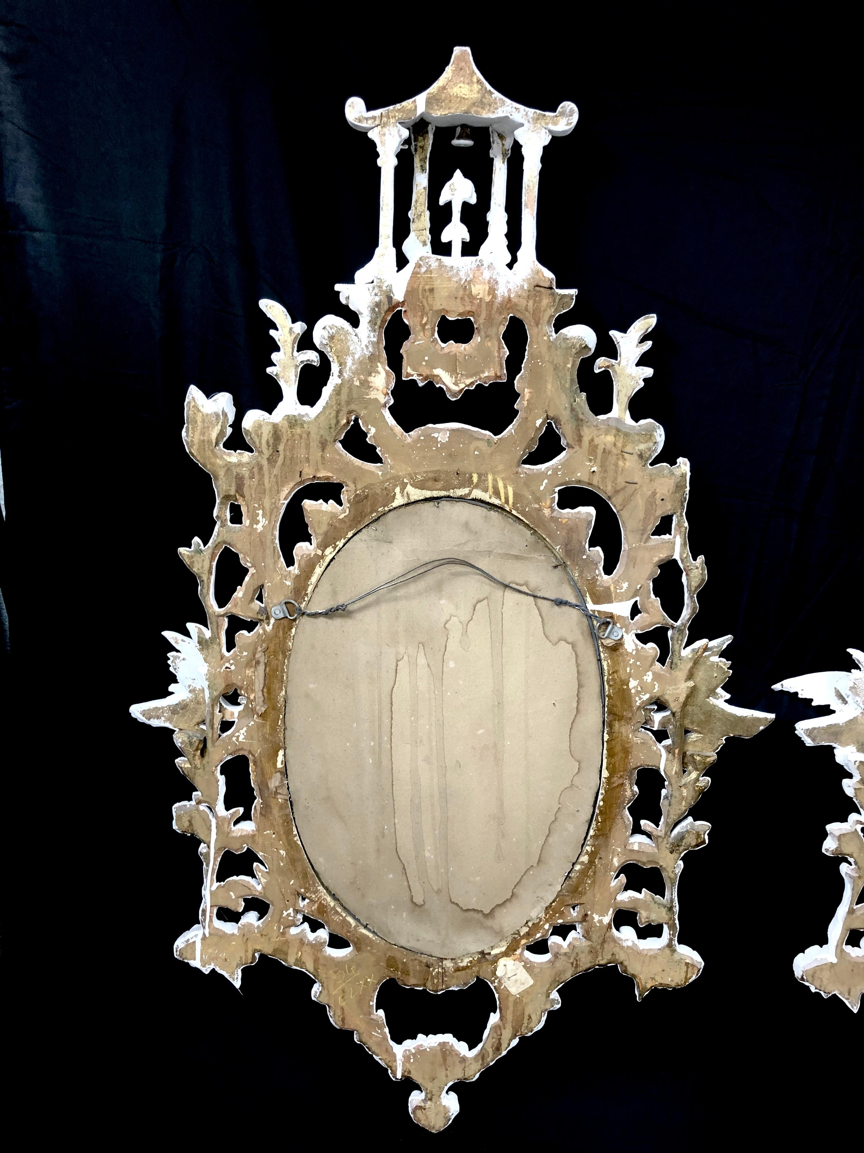 Pair of 19th Century White Chinese Chippendale Mirrors 7