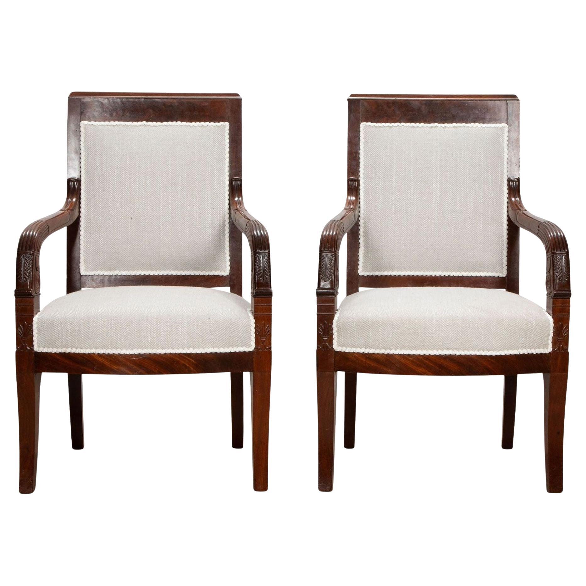 Pair of 19th Century White Upholstered Chairs