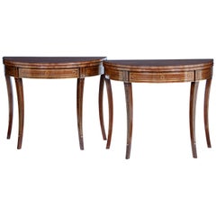 Pair of 19th Century William IV Mahogany and Brass Inlaid Tea Tables