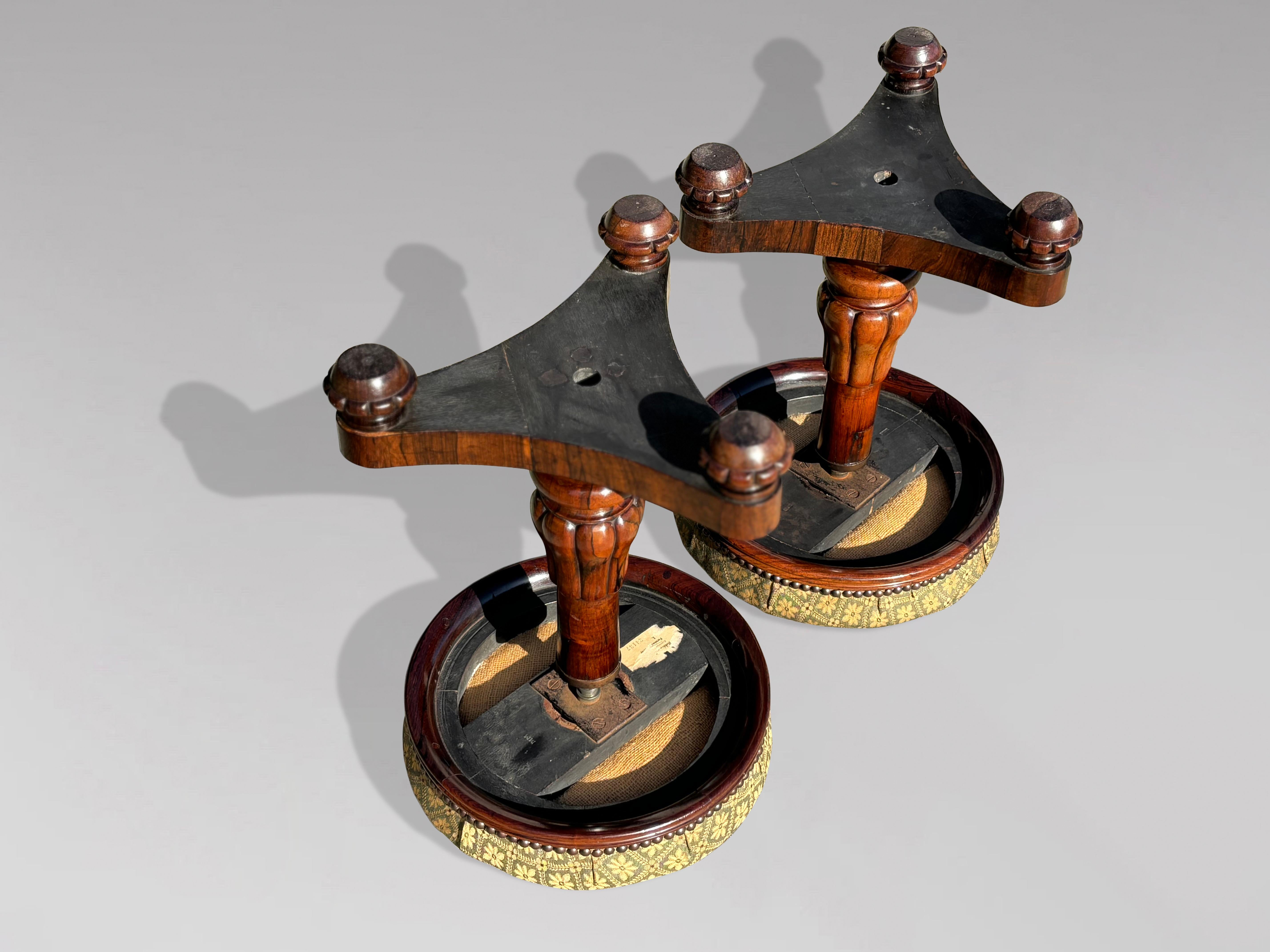 Pair of 19th Century William IV Period Rosewood Piano Stools 2